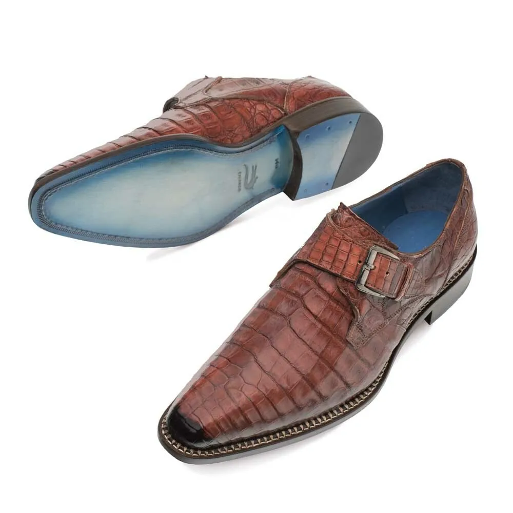 Mezlan Magnus Sport Genuine Crocodile Monk Strap Mens Slip On