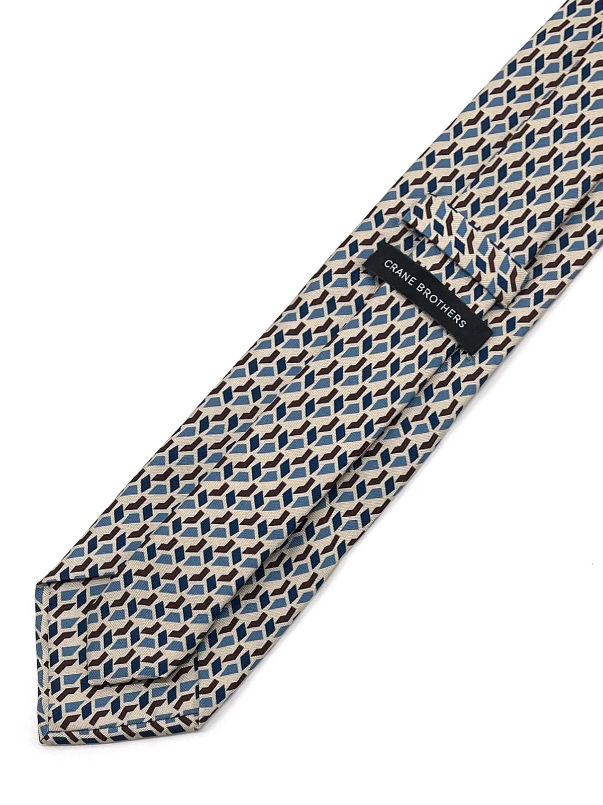 Mid Blue, Beige & Brown Abstract Print Tie