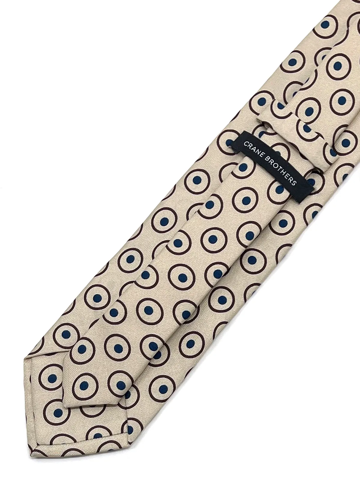 Mid Blue, Beige & Brown Circle Print Tie