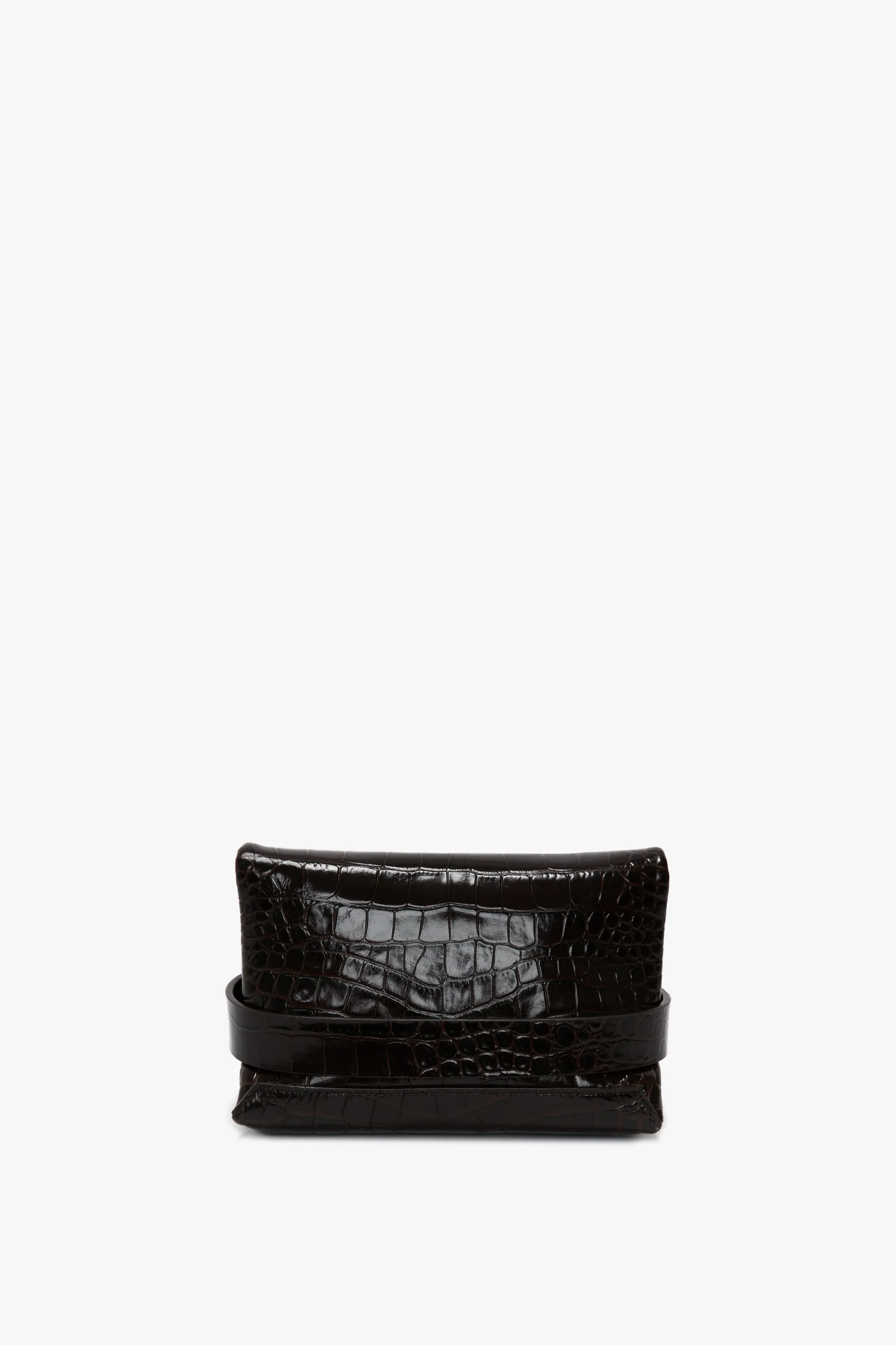 Mini B Pouch Bag In Croc Embossed Espresso Leather