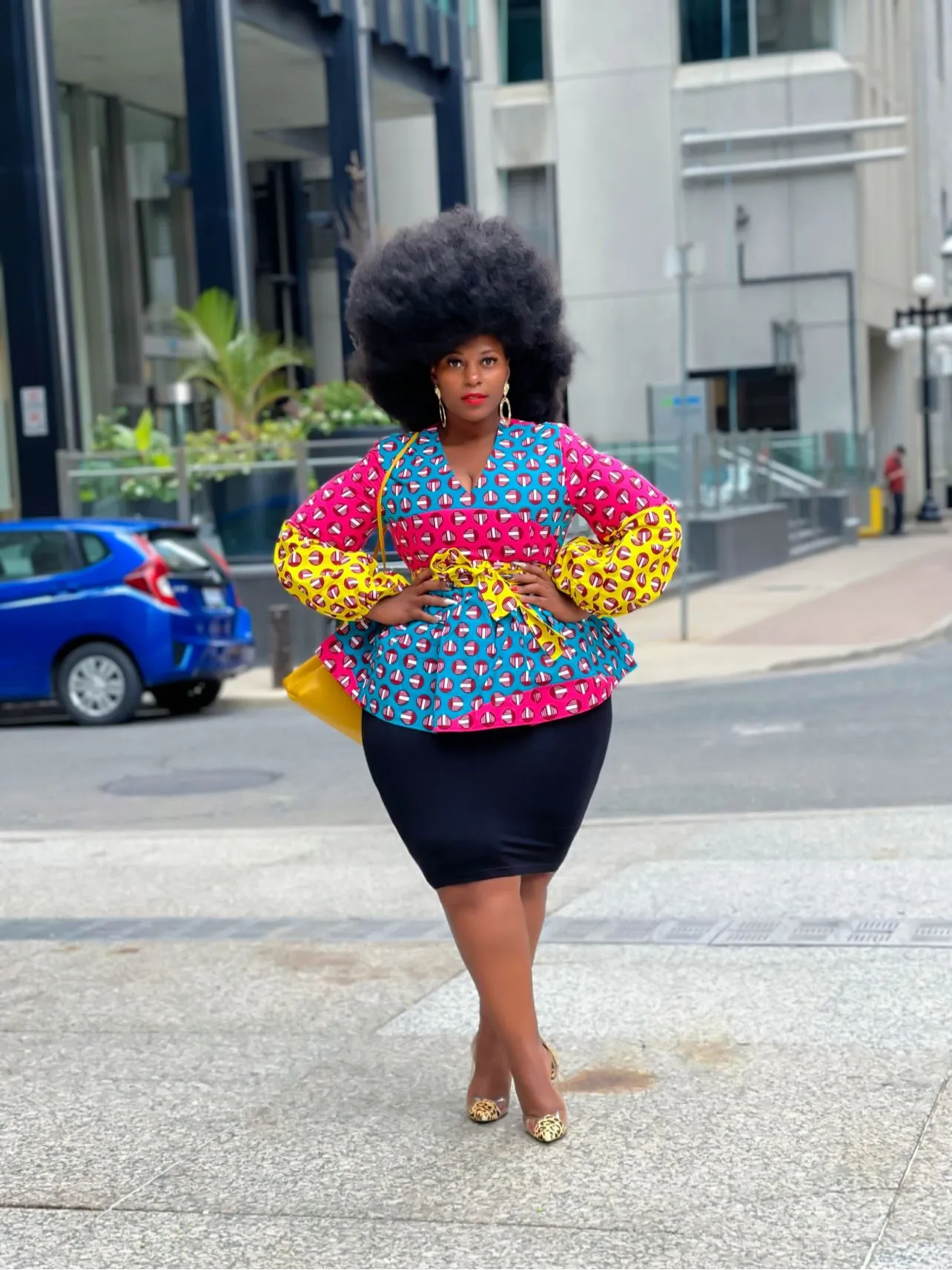 New In African Print Long Sleeve High Waist Top (available in Plus Size) - Akaomma