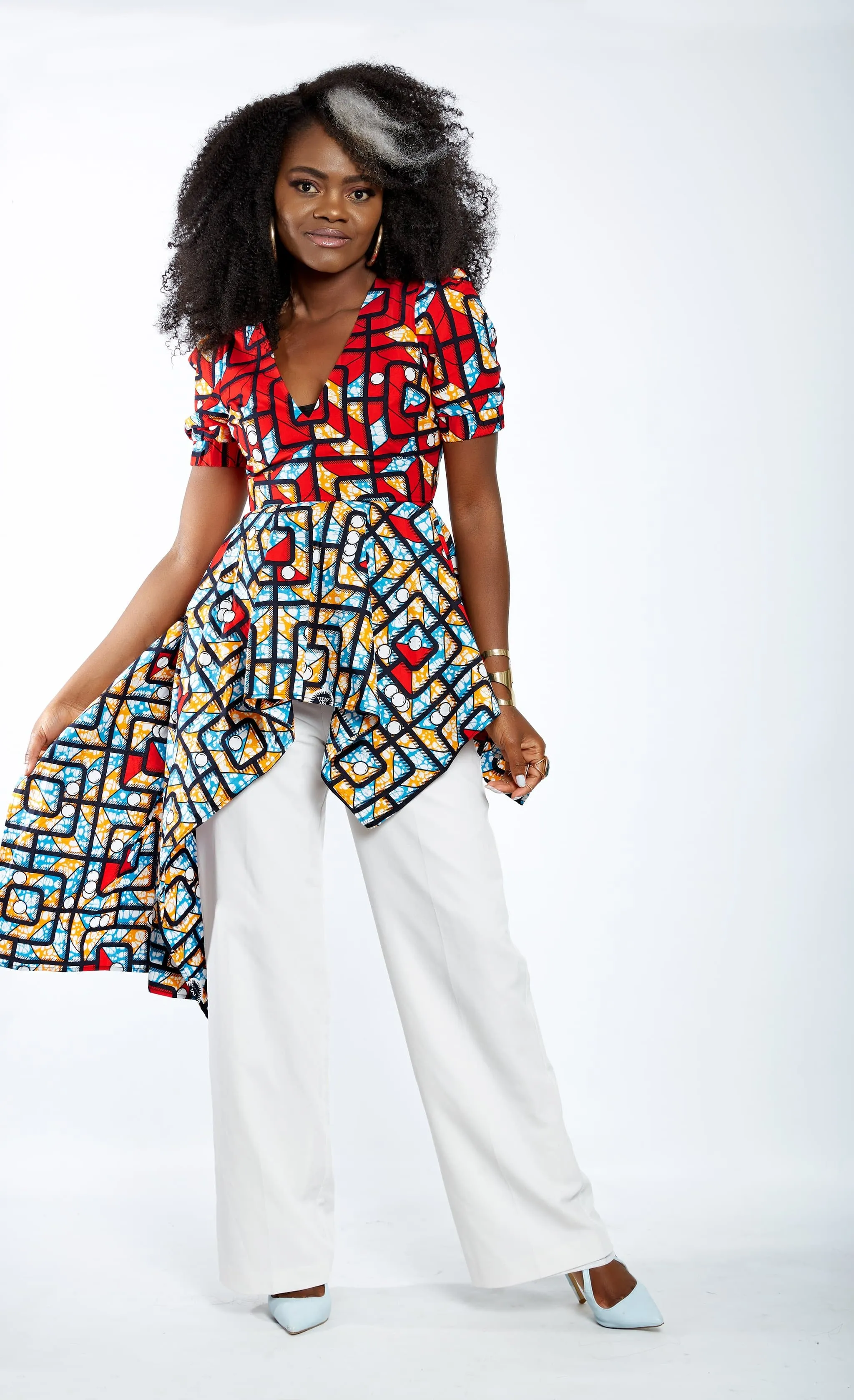 New In - Zuriel Vienna African Print Asymmetric Blouse/Top