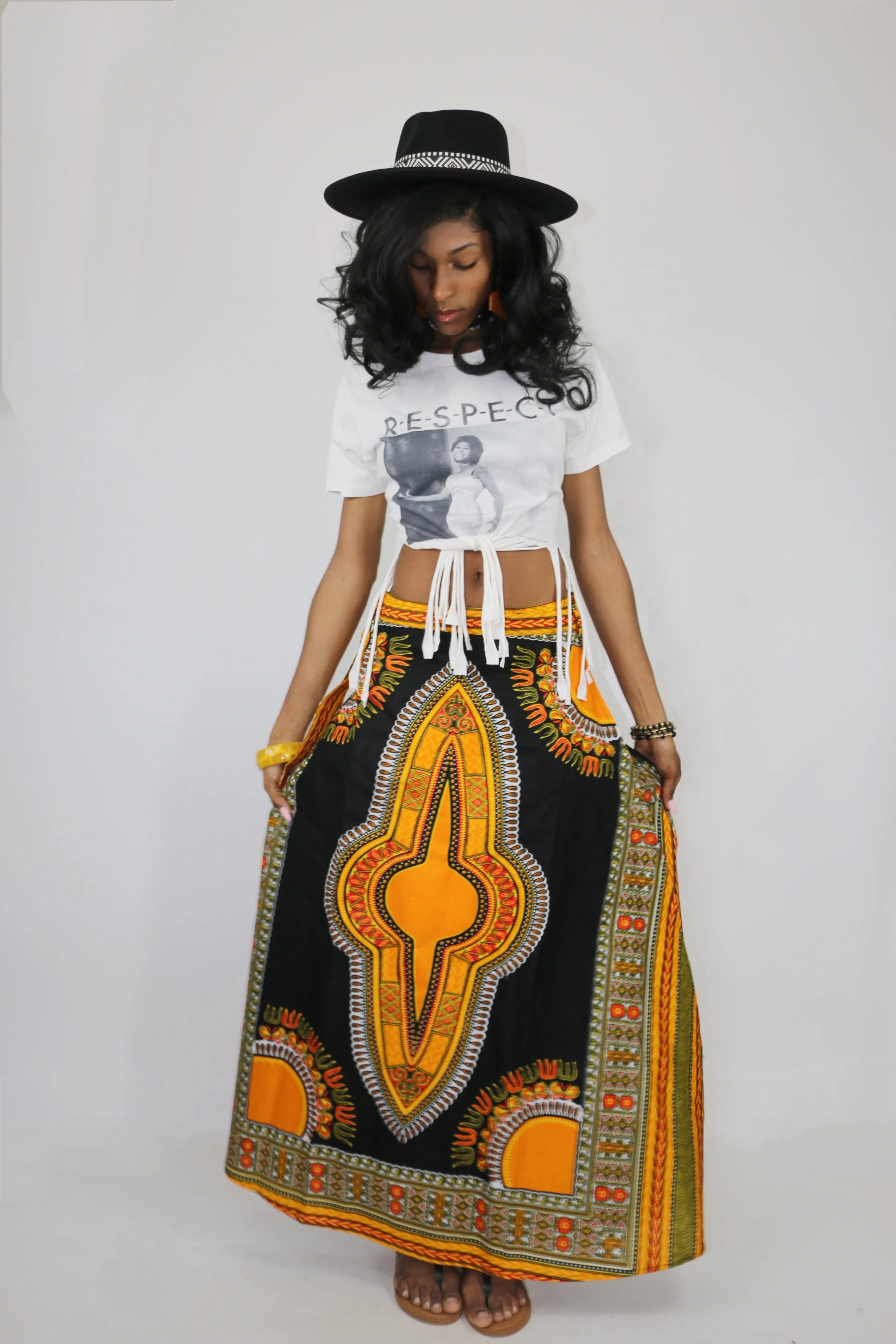 Noir Dashiki Wrap Skirt