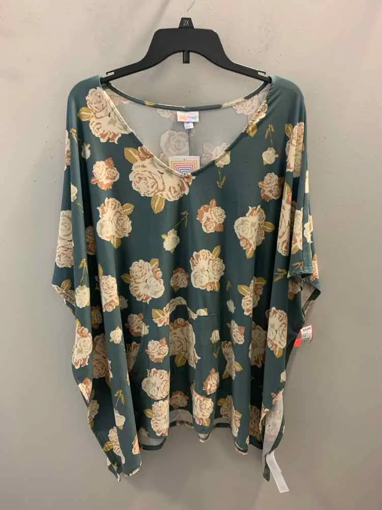 NWT LULAROE Tops Size XL GRAY/CREAM ROSES PONCHO PONCHO