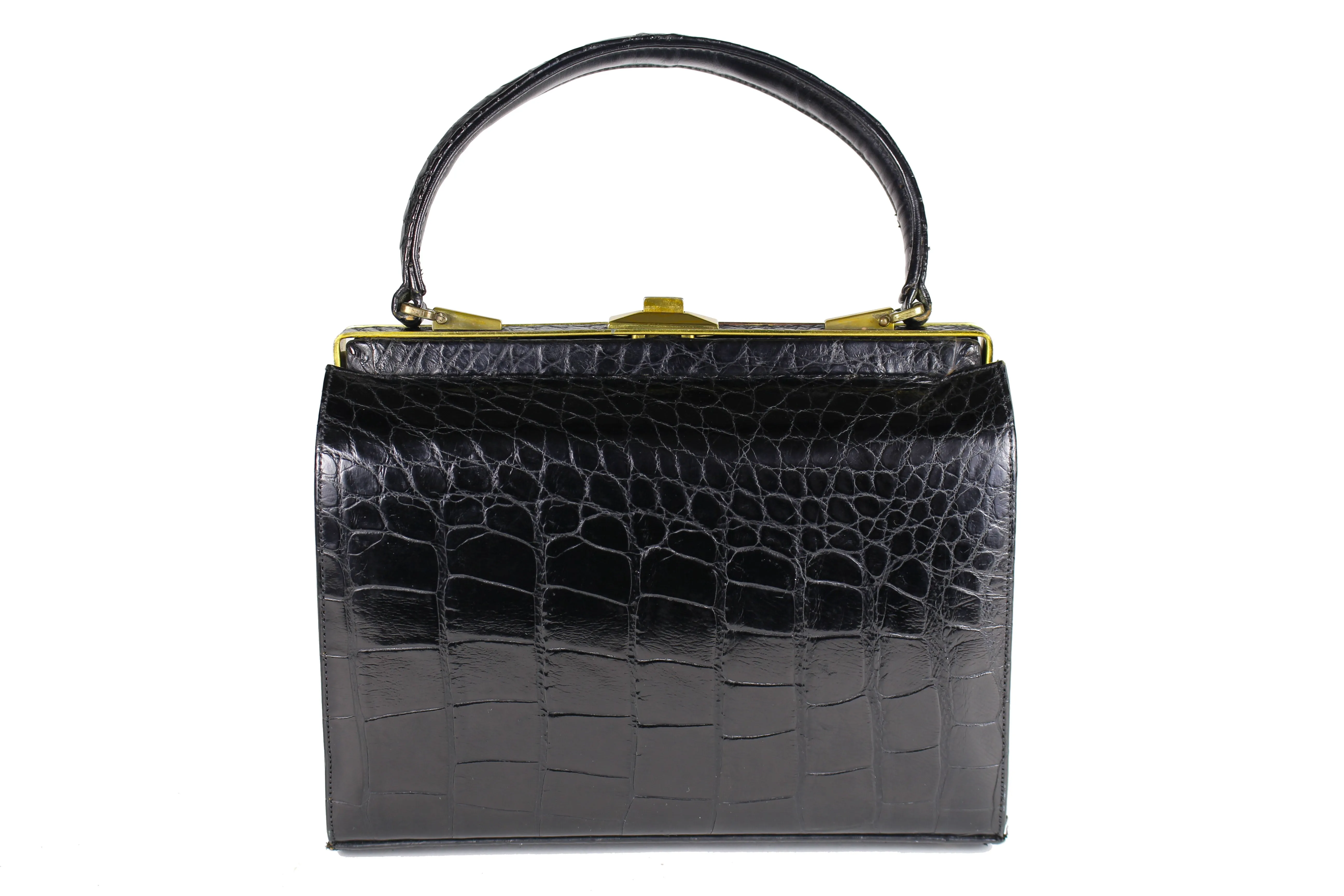 PALIZZIO black crocodile skin handbag with single handle