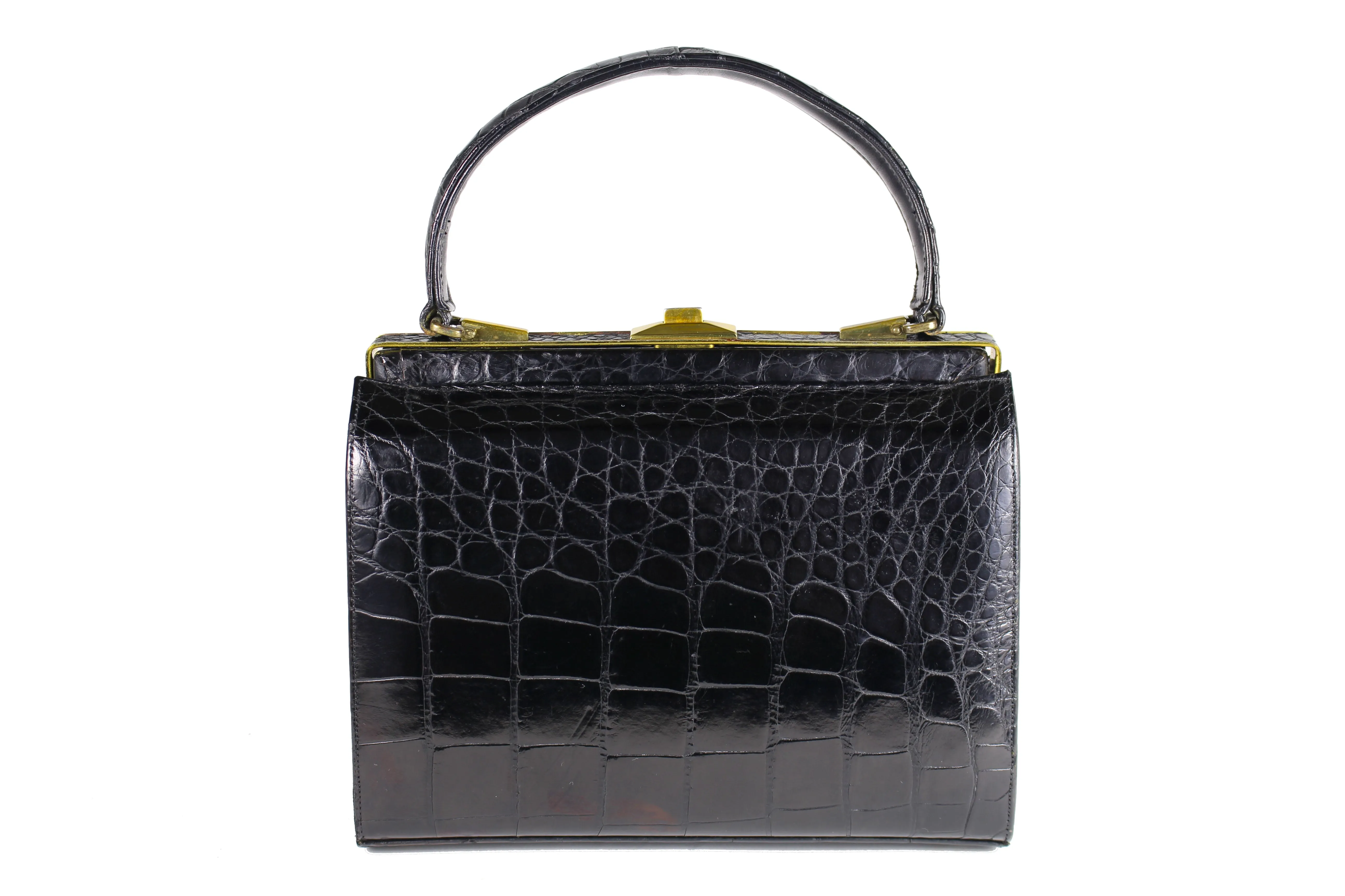 PALIZZIO black crocodile skin handbag with single handle