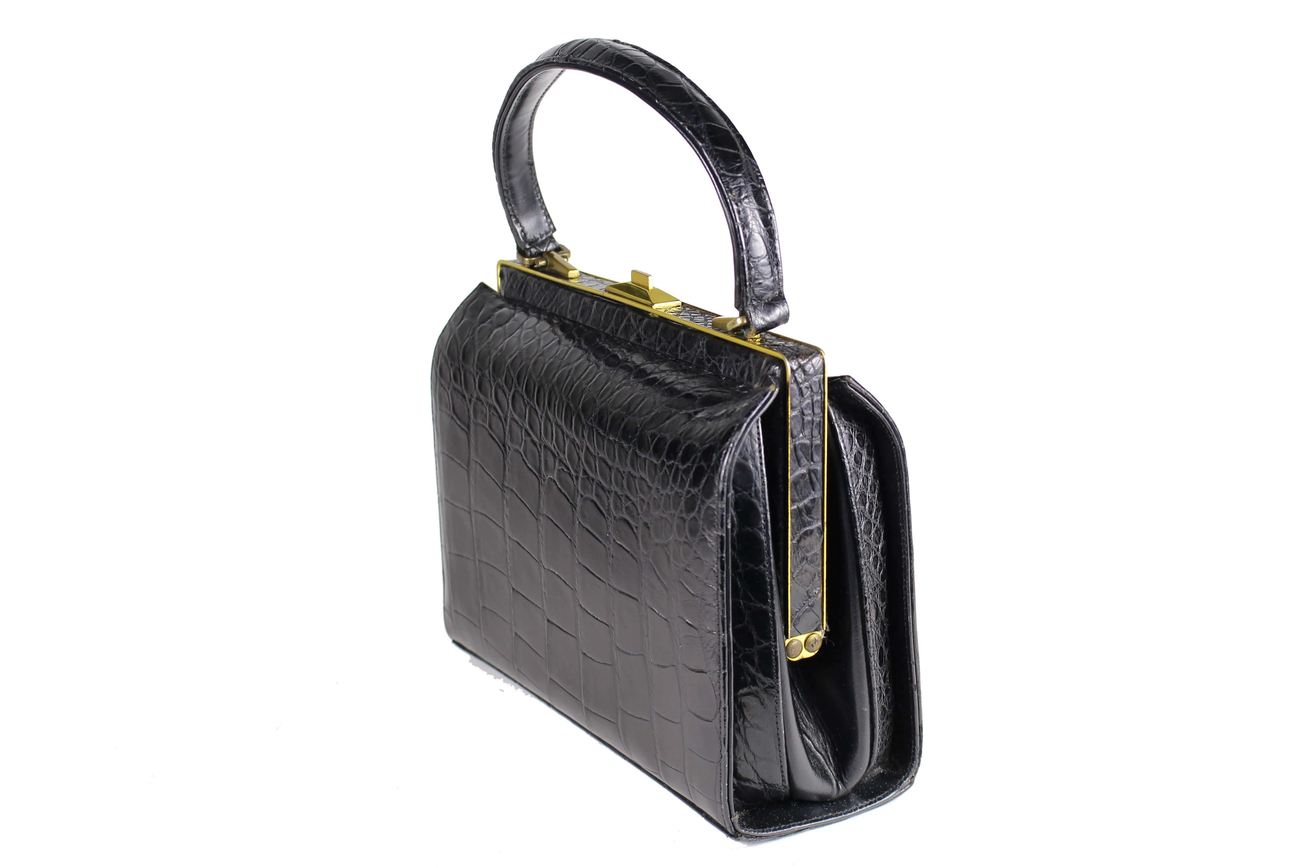 PALIZZIO black crocodile skin handbag with single handle