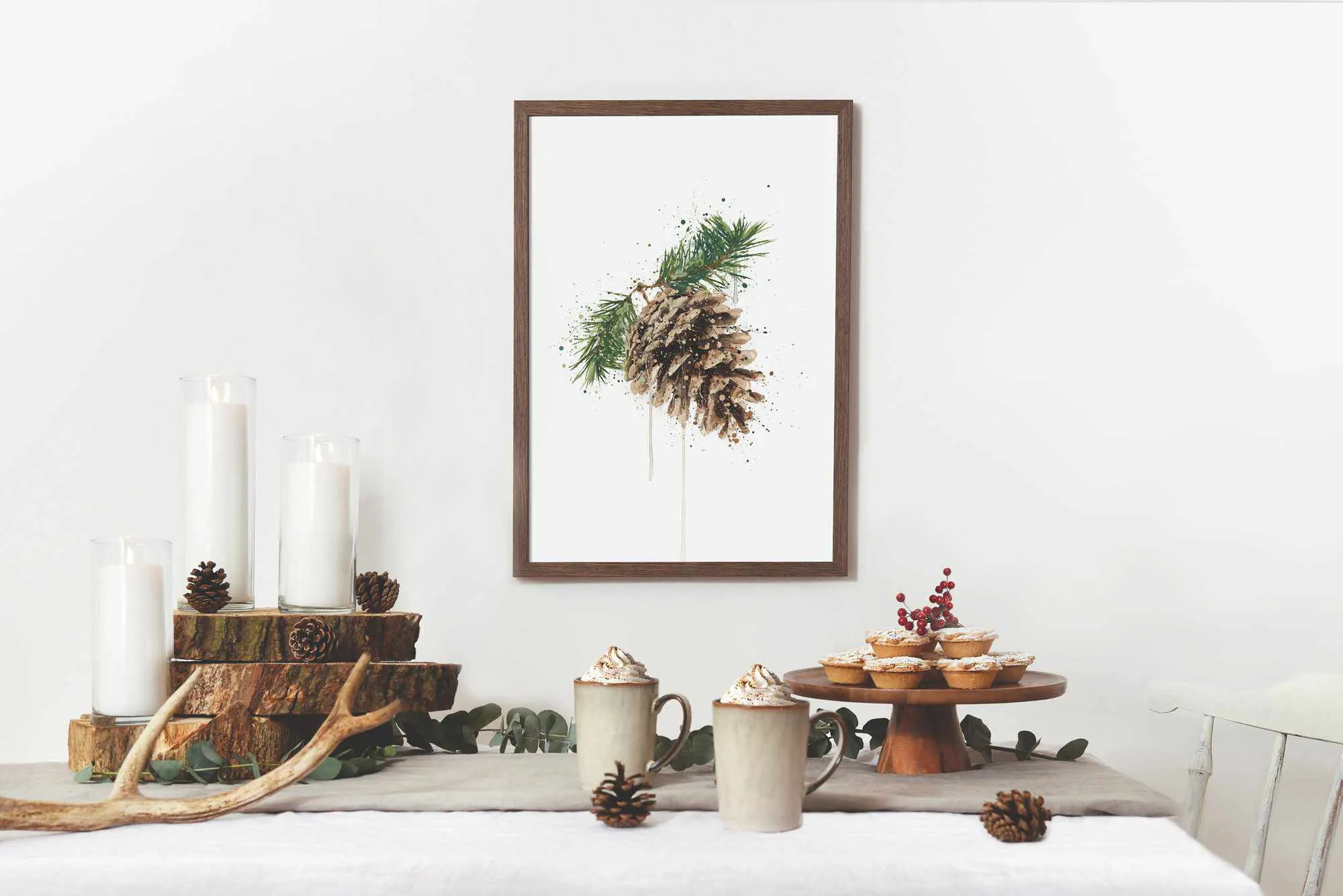 Pinecone Wall Art Print  2.0, Contemporary and Stylish Christmas Decoration Alternative Xmas Decor