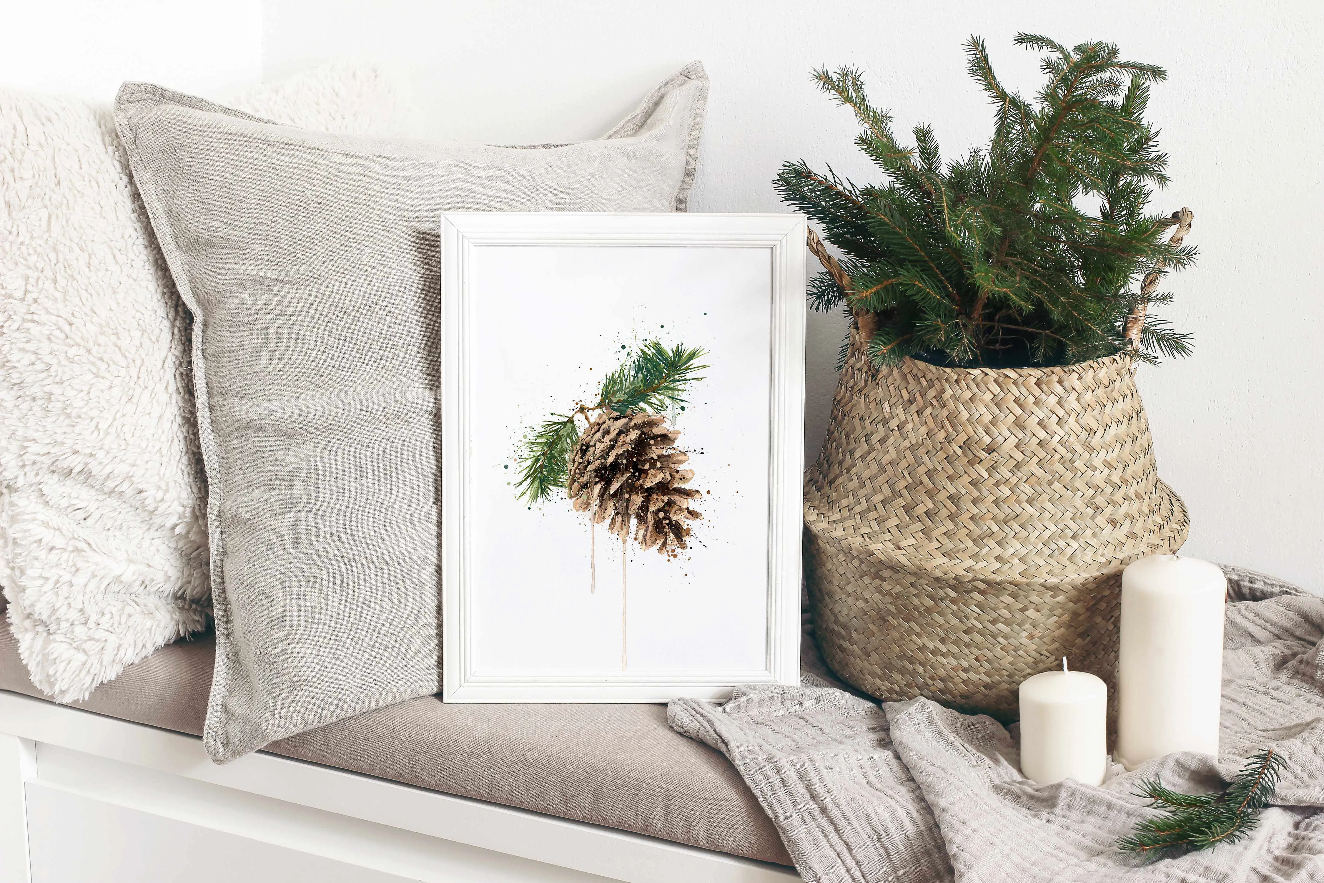 Pinecone Wall Art Print  2.0, Contemporary and Stylish Christmas Decoration Alternative Xmas Decor