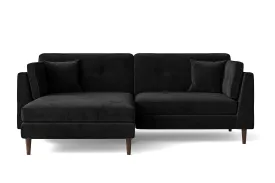 Ragusa 3 Seater Left Hand Facing Chaise Lounge Corner Sofa Black Velvet