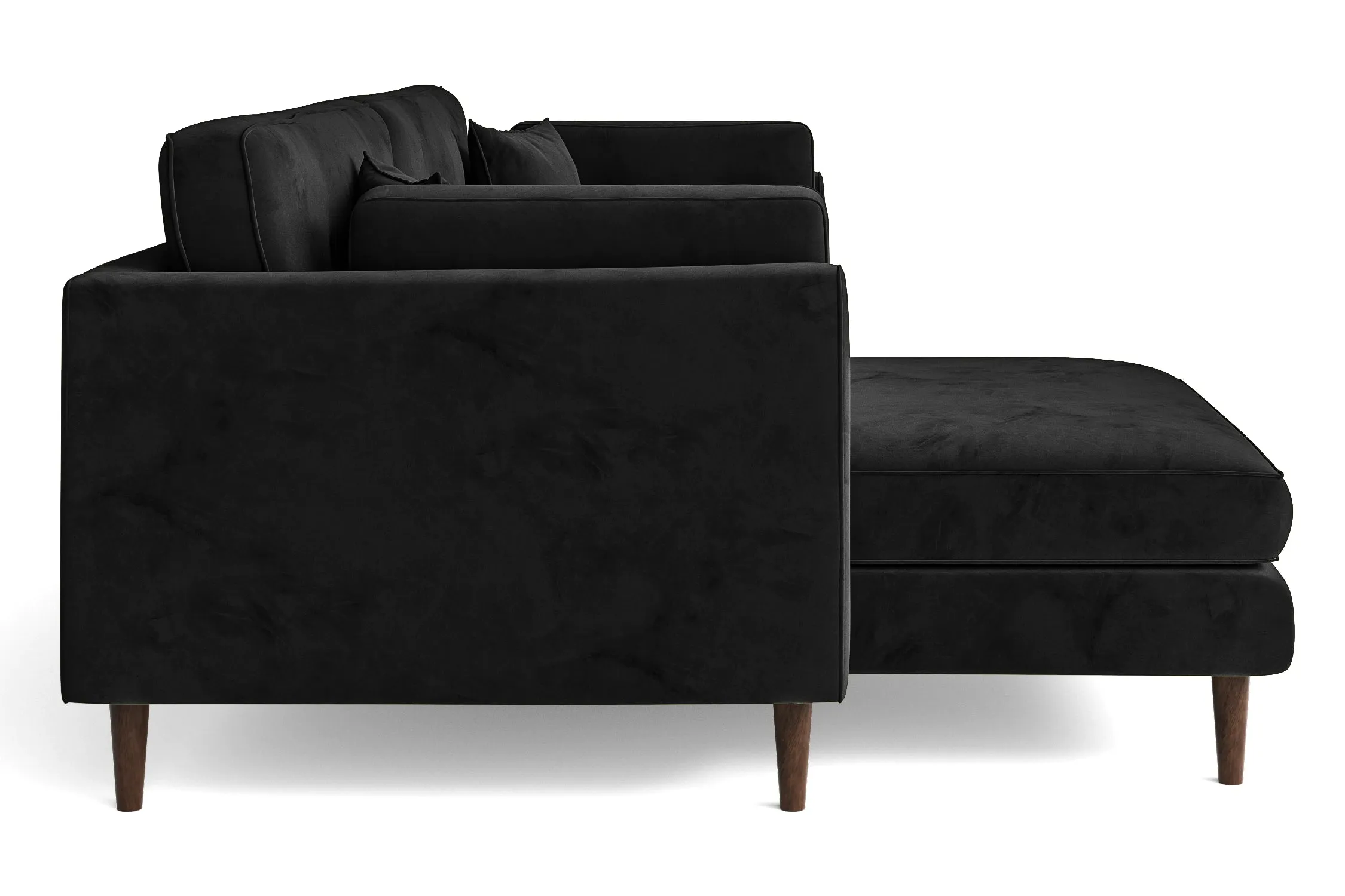 Ragusa 3 Seater Left Hand Facing Chaise Lounge Corner Sofa Black Velvet