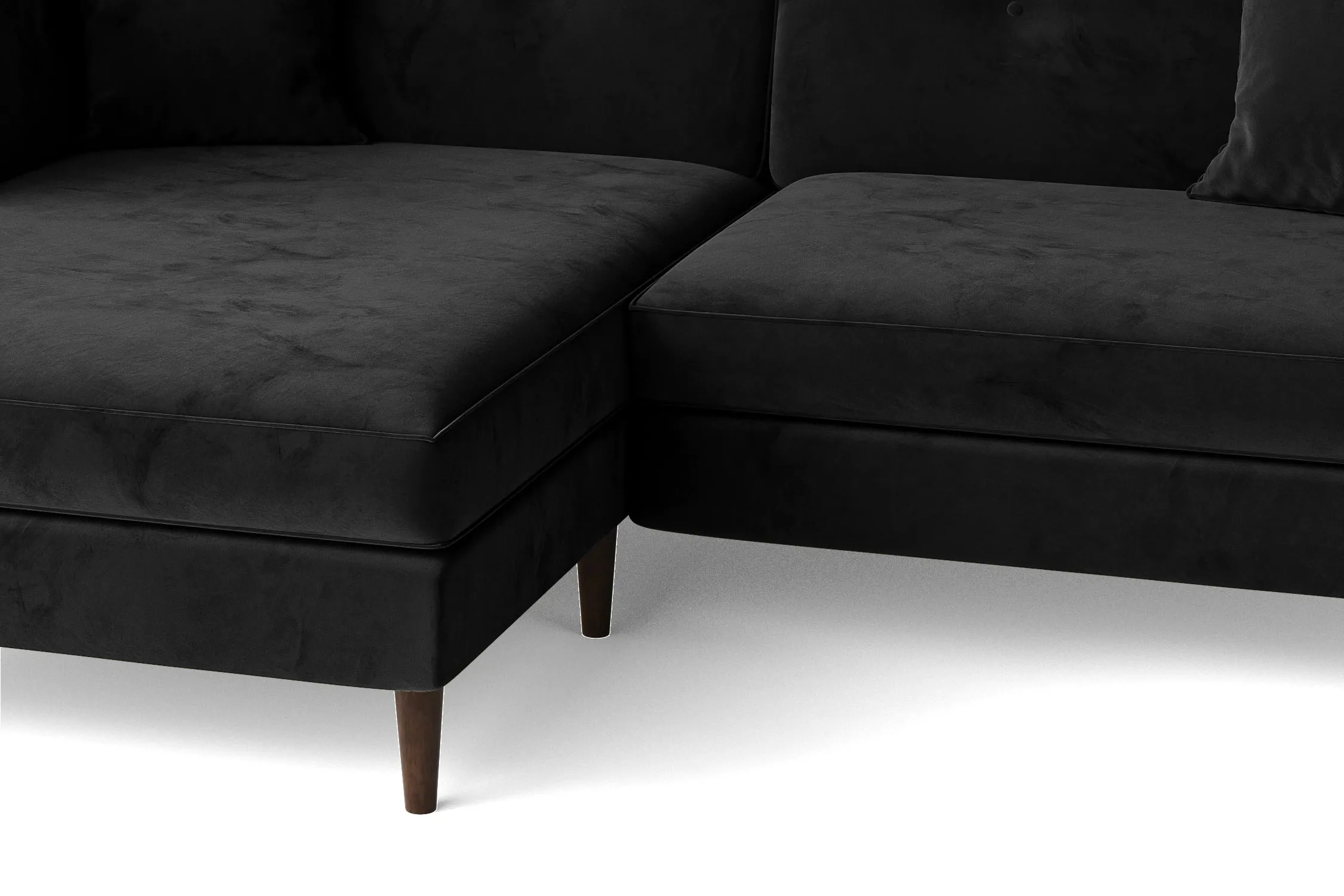 Ragusa 3 Seater Left Hand Facing Chaise Lounge Corner Sofa Black Velvet