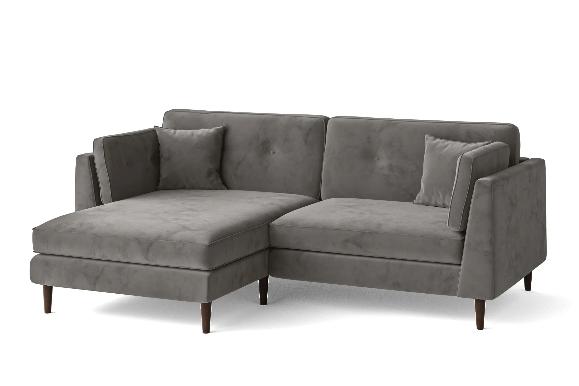 Ragusa 3 Seater Left Hand Facing Chaise Lounge Corner Sofa Grey Velvet