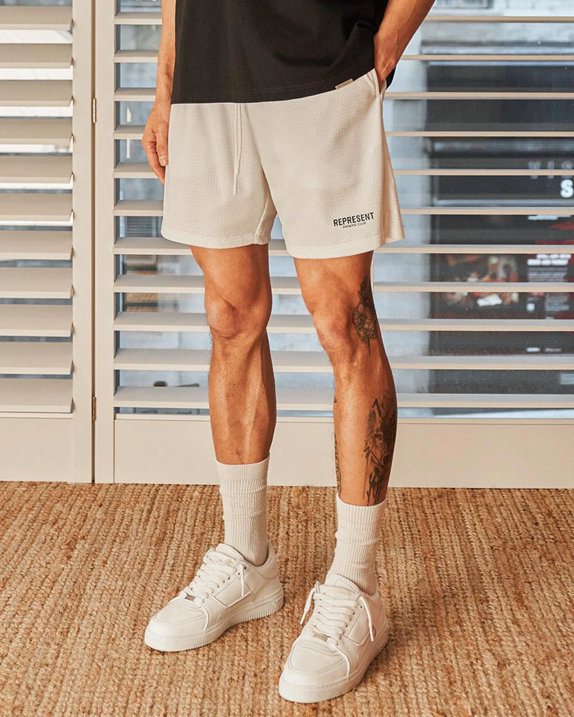 Represent Owners Club Mesh Shorts - Flat White