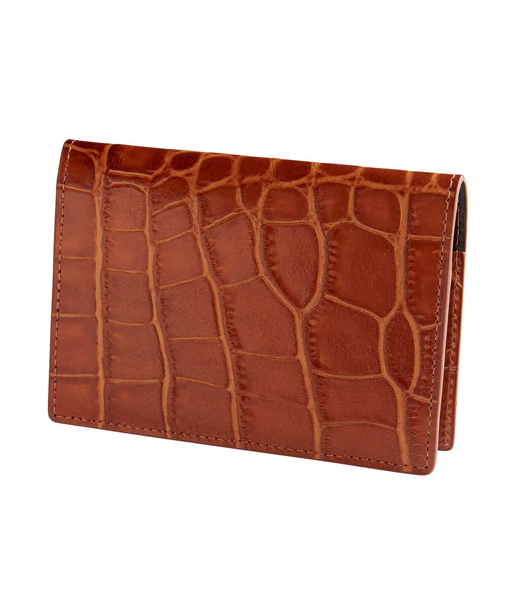 Signature Croc Embossed Leather Passport Case