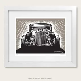 Signed Hot Rod Litho Mini Art Print "A Rod"