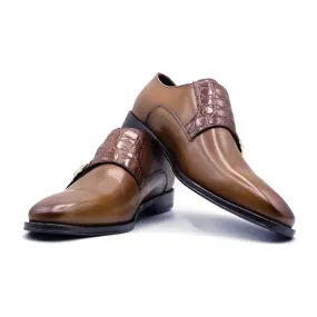 SMPL-MS-004 Calfskin & Crocodile Monkstrap Size 9