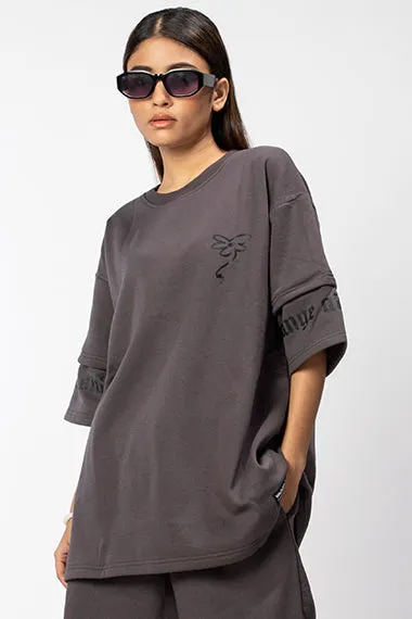 Space grey fleece layered Tee