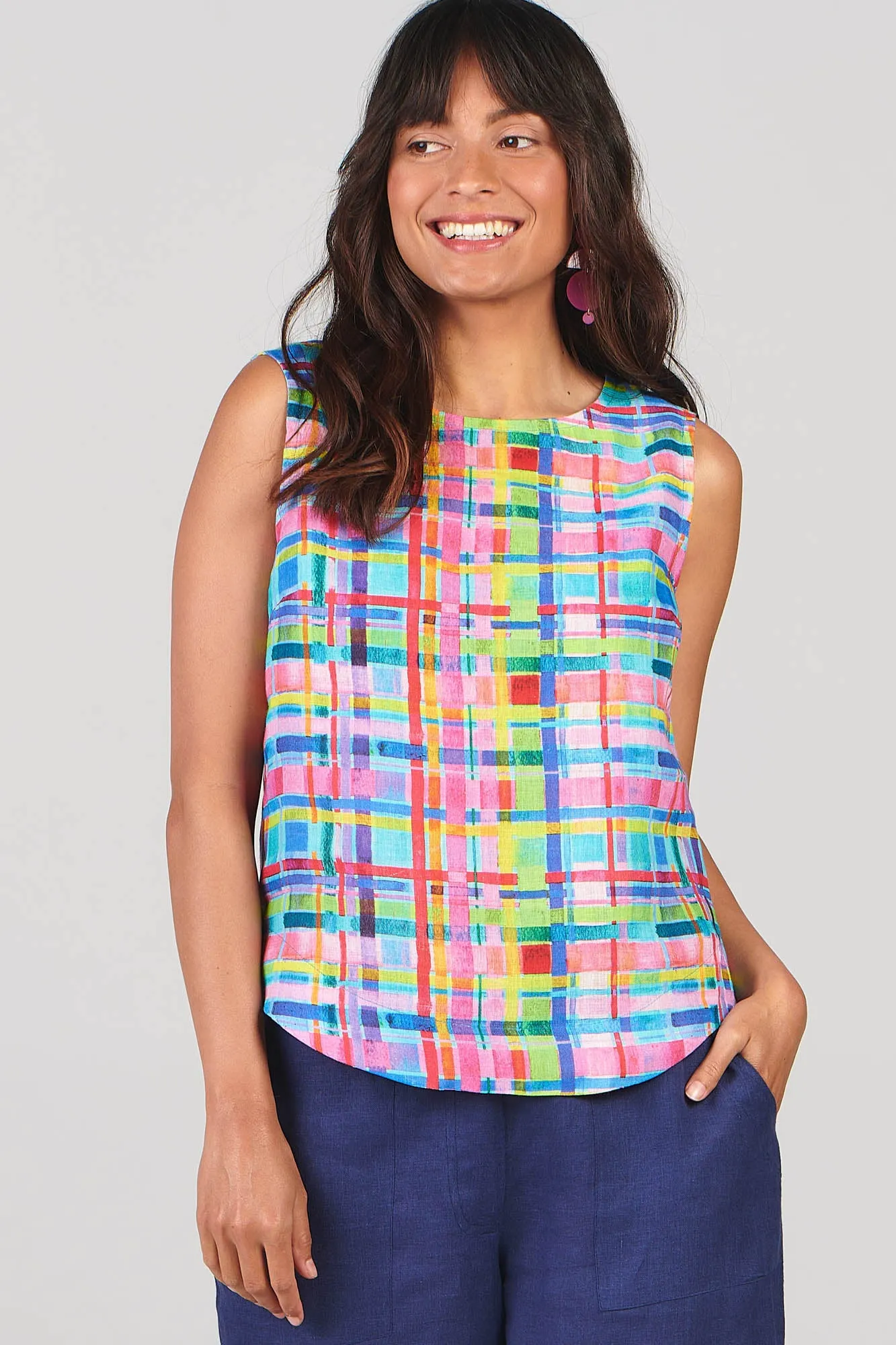 Taylah Tank Rainbow Gingham