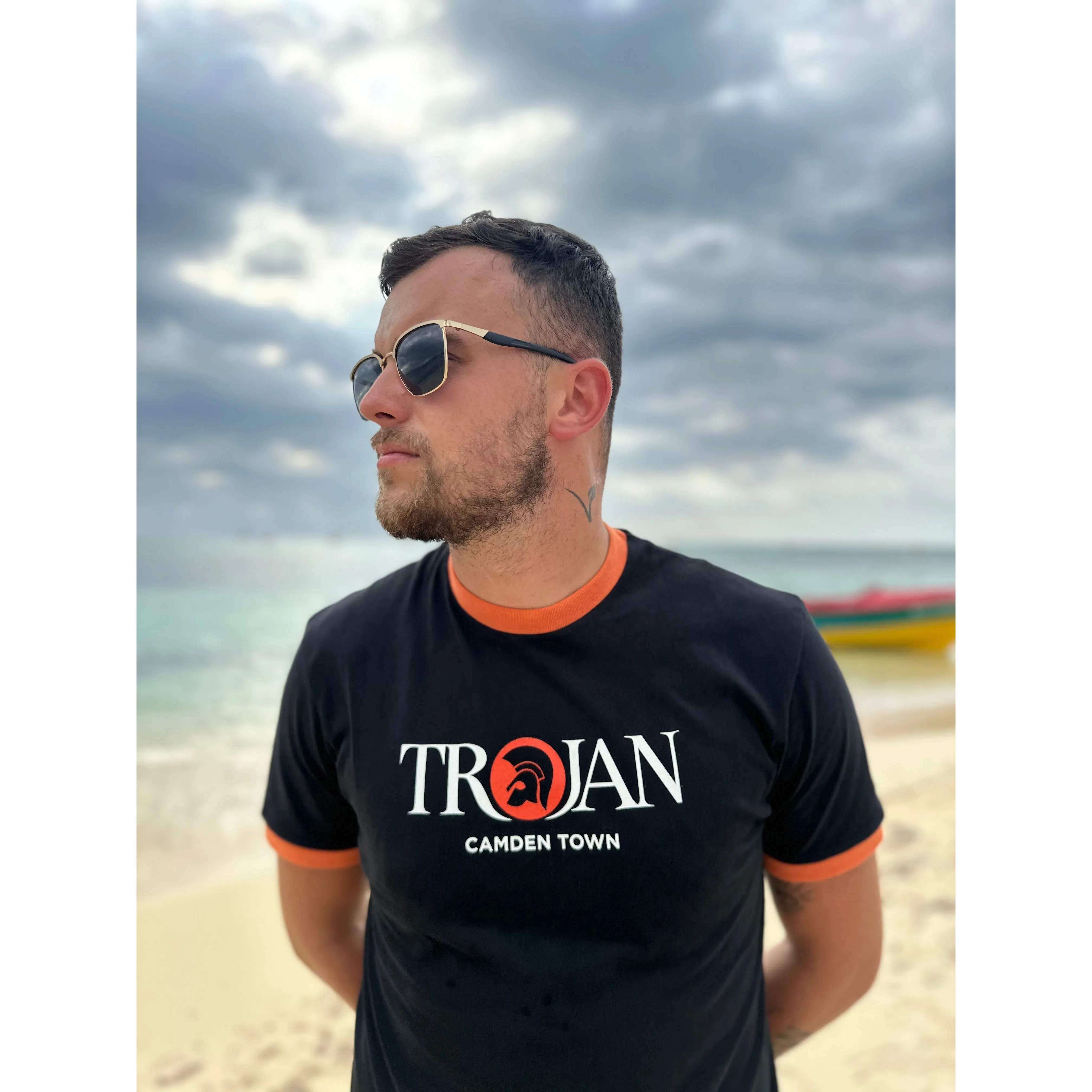 Trojan Records - TC/1014B Exclusive Logo Ringer Black (Orange Logo) Camden - T-Shirt