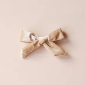 Velveteen Velvet Bow Children's Hair Clips - Linen