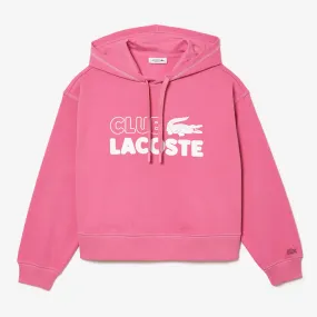 Lacoste Womens Textured Print Hoodie with Adjustable Drawstring