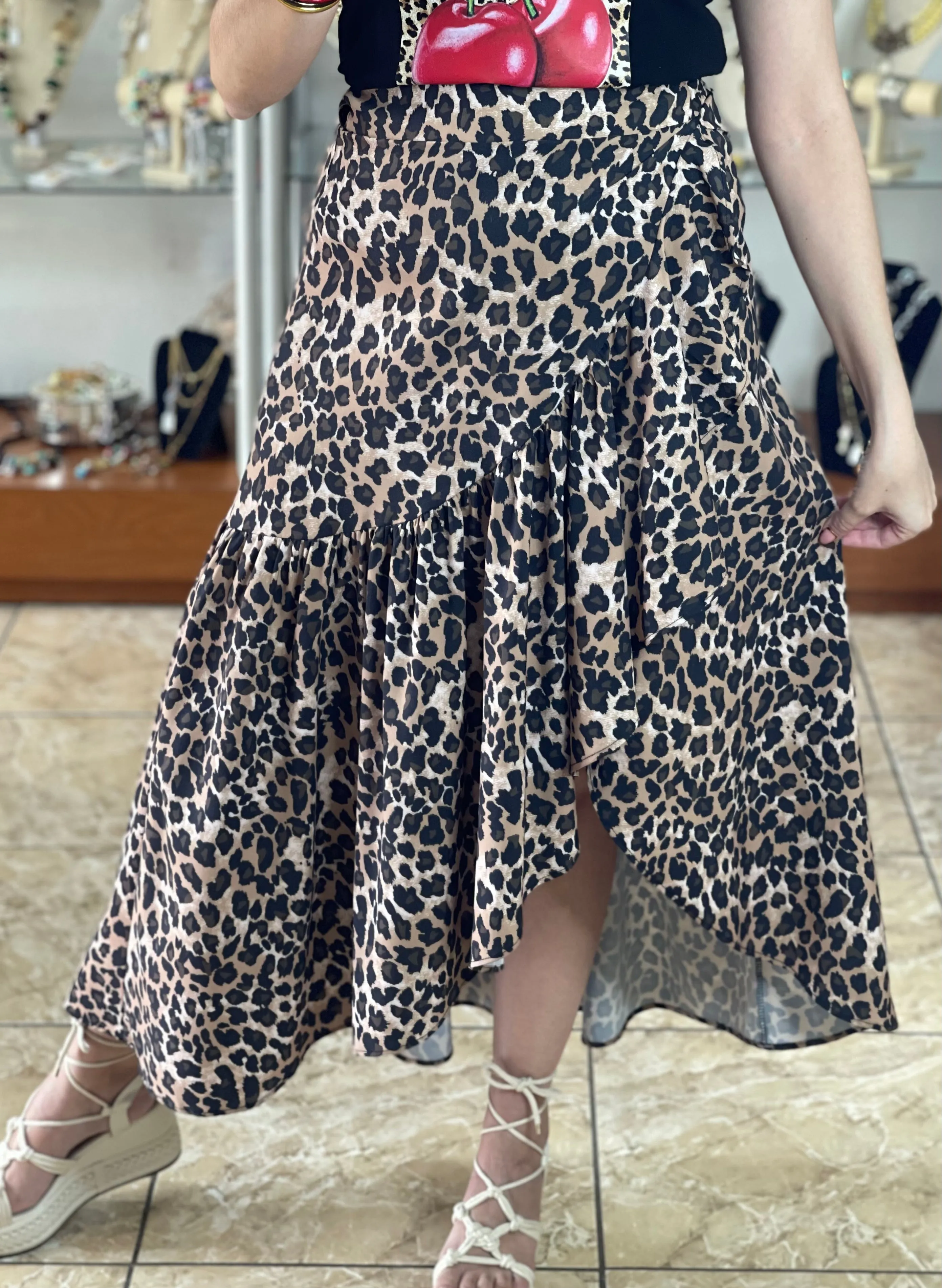 Wrap Around Leopard Skirt