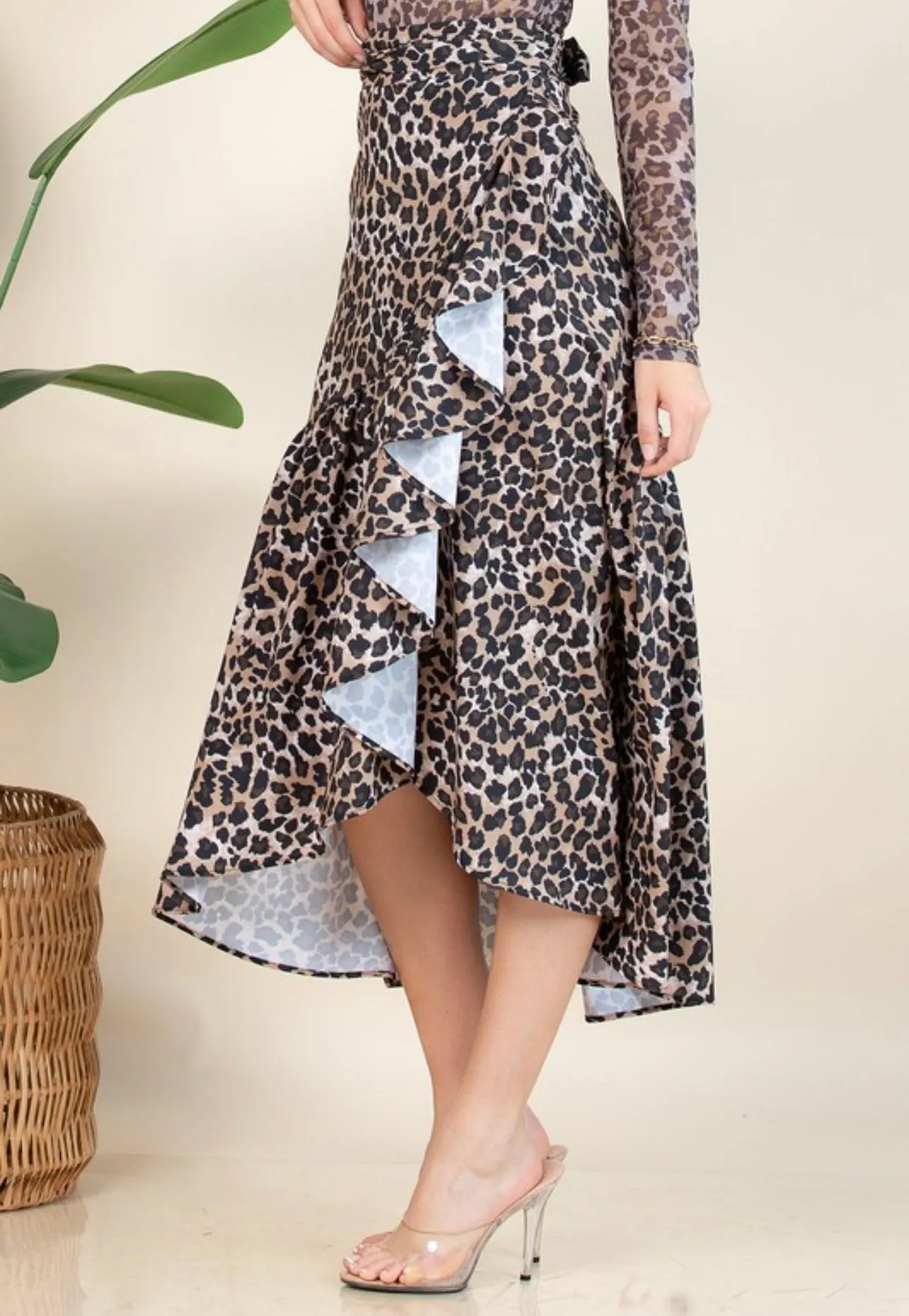 Wrap Around Leopard Skirt